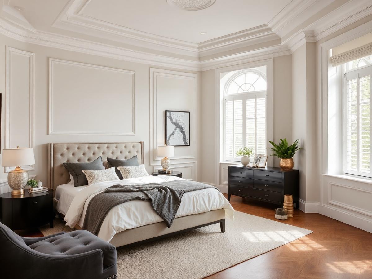 Elegant freshly painted bedroom